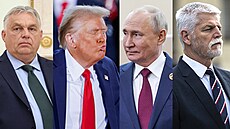 Zleva: Viktor Orbán, Donlad Trump, Vladimir Putin, Petr Pavel