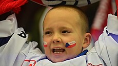 Malý fanou�ek sleduje duel �eska se �védskem.