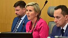 Nová hejtmanka Karlovarského kraje Jana Mra�ková Vildumetzová se svými nám�stky...