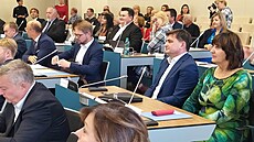 Konící hejtman Martin ervíek z ODS na ustavujícím jednání zastupitelstva...