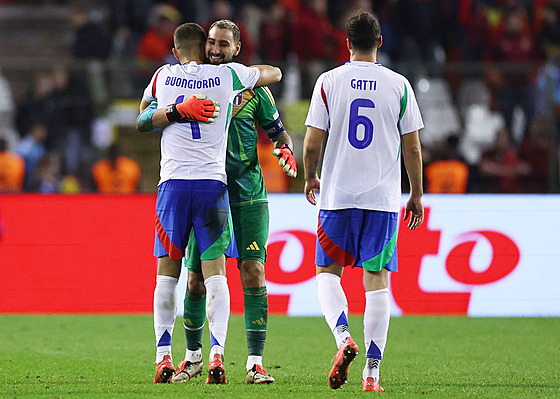 Radost italských fotbalist� po výh�e v Belgii.