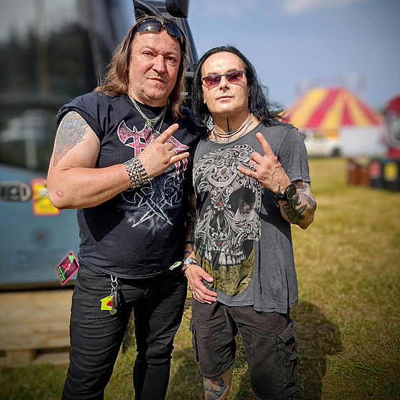 Radek Kalini (vlevo) a Dani Filth z britské metalové kapely Cradle of Filth. 