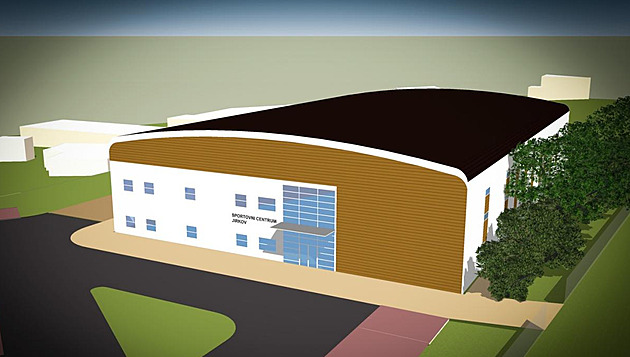 Vizualizace nové sportovní multifunkní haly v Jirkov.