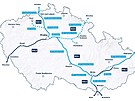 Mapa plnovanch vysokorychlostnch trat v esku