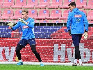 Martin Jedlika, Antonín Kinský, Matj Ková (zleva), ti etí brankái na...