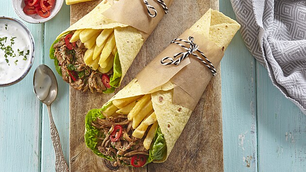 Hovzí tortilla s hranolky