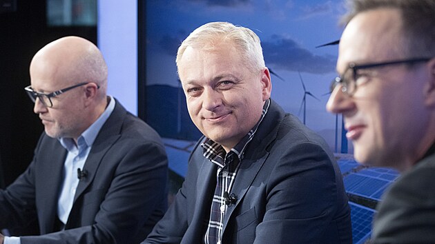 Hosty po�adu Rozst�el jsou Marek Lang, m�stop�edseda Svazu modern� energetiky, Pavel Doucha, advok�t (oba na sn�mku) a Radim Dohnal, ekonom. (19. listopadu 2024)