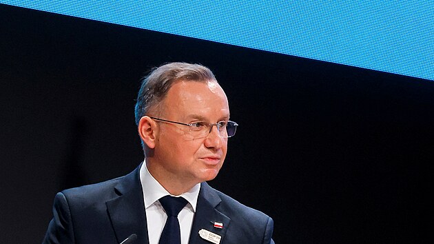 Polsk prezident Andrzej Duda bhem projevu na konferenci OSN o zmn klimatu COP29 v zerbjdnskm Baku (12. listopadu 2024)