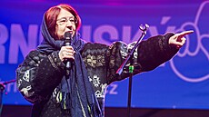 N�kdej�í brn�nská disidentka Jana Soukupová b�hem vystoupení na studentském...