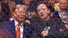 Zvolený prezident USA Donald Trump a Elon Musk sledují zápas v Madison Square...