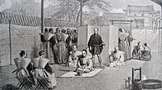 Ilustrace zobrazující seppuku.