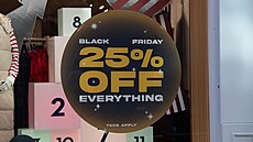 Pouta� na slevovou akci Black Friday ve výloze obchodu v britském Windsoru (17....