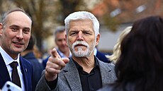 Prezident Petr Pavel se svou man�elkou Evou si krátce pro�li Znojmo. Na snímku...