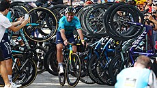 Brit Mark Cavendish b�hem posledního závodu kariéry