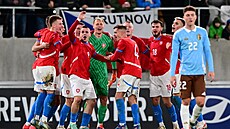 Radost �eské jedenadvacítky po úsp�né bará�i o Euro s Belgií.