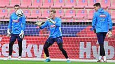 Martin Jedli�ka, Antonín Kinský, Mat�j Ková� (zleva), t�i �e�tí branká�i na...