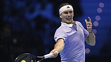 Alexander Zverev bhem zápasu na Turnaji mistr