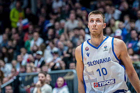 Slovenský pivot Vladimír Brodziansky v utkání proti �pan�lsku.