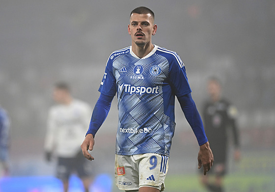 Jan Kliment z Olomouce po oslavách gólu