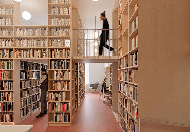 Vizualizace budoucí podoby interiér chebské knihovny po rekonstrukci. Autorem...