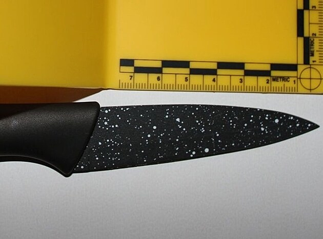 ena mue ohroovala tímto kuchyským noem. Policisté ho zabavili.