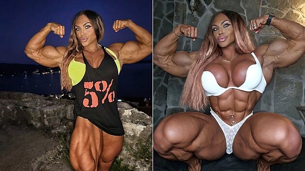 �ena m� obrovsk� svaly a mu�i j� je z�vid�.