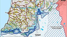 Mapa izraelských vojenských operací v jiním Libanonu. Hizballáh by se podle...