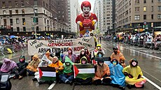 Propalestintí aktivisté peruili prvod na Den díkvzdání v New Yorku