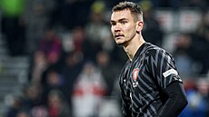 �eský branká� Mat�j Ková� v domácím utkání Ligy národ� proti Gruzii.