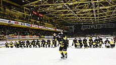 Verva Litvínov - Dynamo Pardubice, hokejová extraliga. Ond�ej Ka�e slaví s...