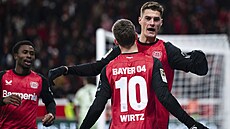 Útoník Bayeru Leverkusen Patrik Schick se raduje ze vsteleného gólu...