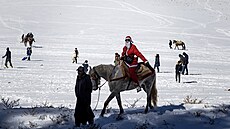 Záb�r z ly�ování v marockém st�edisku Michlifen (28. února 2024)