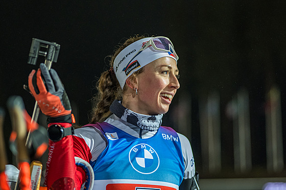 Jessica Jislová b�hem �enské �tafety v Kontiolahti.