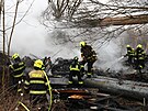 Hasii v Kladn zasahuj u poru budovy v bvalm arelu Poldi v Husk ulici....