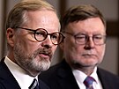Premir Petr Fiala a ministr financ Zbynk Stanjura po jednn na Praskm...