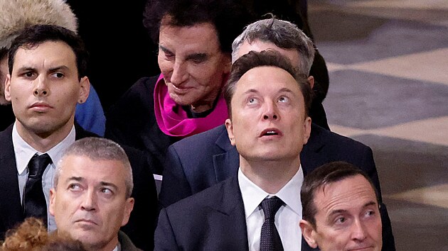 Elon Musk na znovuotev�en� katedr�ly Notre-Dame (7. prosince 2024)