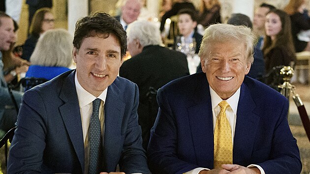 Kanadsk� premi�r Justin Trudeau v p�tek zav�tal na Floridu za zvolen�m americk�m prezidentem Donaldem Trumpem, kter� tento t�den pohrozil Kanad� 25procentn�m clem na v�voz do Spojen�ch st�t�. (30. listopadu 2024)