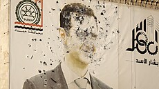 Rozstílený portrét syrského prezidenta Baára Asada v Hamá (6. prosince 2024)