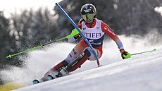 ÚSP̊NÁ JÍZDA. Camille Rastová na trati slalomu v Killinghsmu.