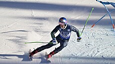 Lucas Pinheiro Braathen na trati ob�ího slalomu v Beaver Creeku