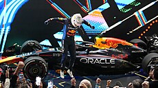 Max Verstappen se raduje z vít�zství Velké ceny Kataru.