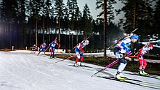 Momentka ze závodu �enské �tafety v Kontiolahti.