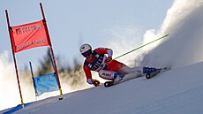 �výcarský ly�a� Thomas Tumler na trati ob�ího slalomu v Beaver Creeku.