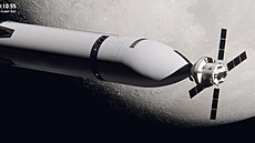 Ilustrace Starship HLS s p�ipojenou lodí Orion