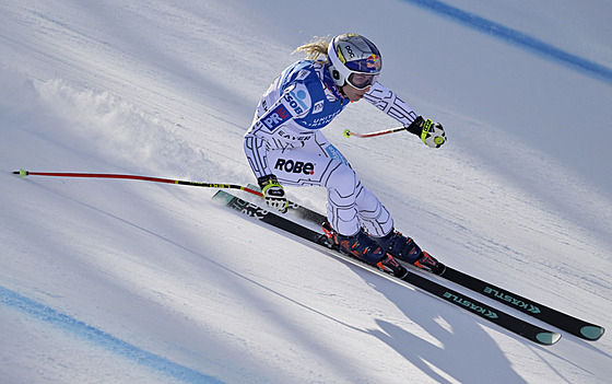 Ester Ledecká p�i úvodním tréninku sjezd v Beaver Creeku.