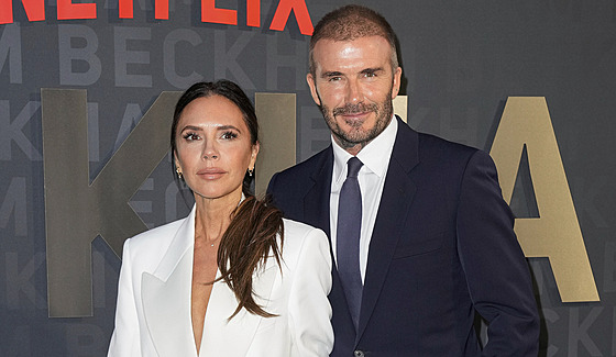 Victoria Beckhamová a David Beckham (Londýn, 3. íjna 2023)