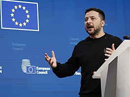Ukrajinský prezident Volodymyr Zelensky na summitu v Bruselu (19. prosince 2024)
