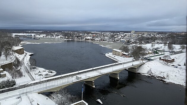 Most spojuj�c� estonsk� m�sto Narva s rusk�m m�stem Ivangorod (15. prosince 2024)