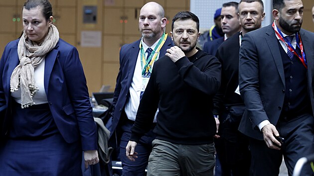 Ukrajinsk� prezident Volodymyr Zelenskyj na summitu v Bruselu (19. prosince 2024)