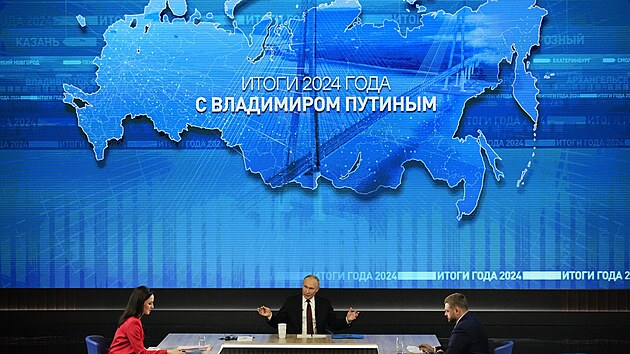 Rusk� dikt�tor Vladimir Putin na v�ro�n� tiskov� konferenci (19. prosince 2024)